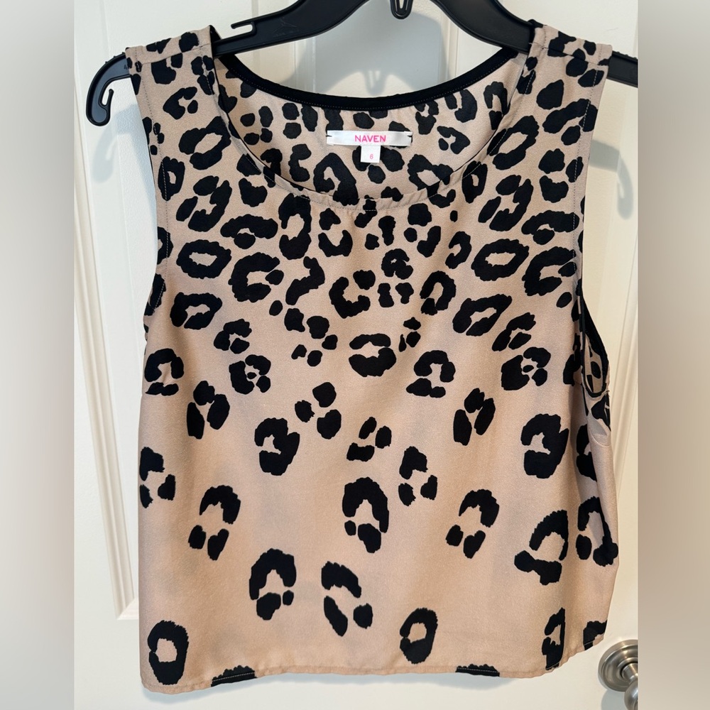 Naven Leopard Print Women's Top - Black and Tan